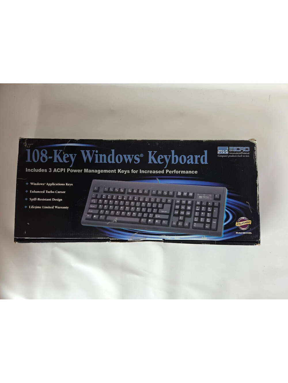 Micro 108-Key Windows Keyboard Boxed PS2 Vintage Turbo Control ACPI Keys